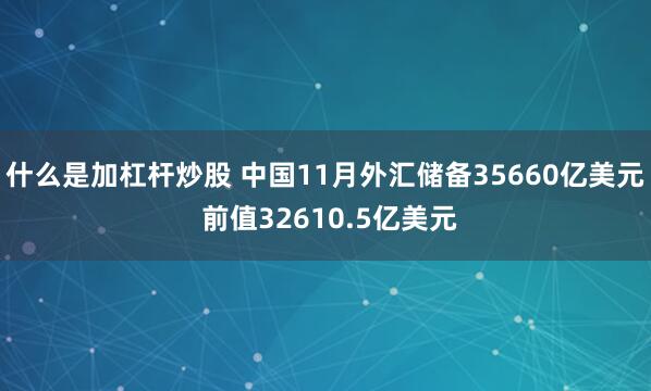 什么是加杠杆炒股 中国11月外汇储备35660亿美元 前值32610.5亿美元