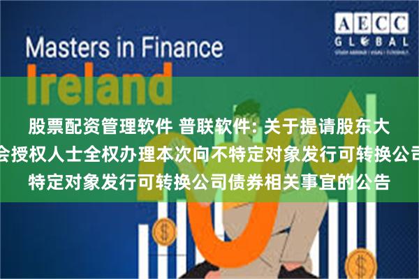 股票配资管理软件 普联软件: 关于提请股东大会授权董事会或董事会授权人士全权办理本次向不特定对象发行可转换公司债券相关事宜的公告