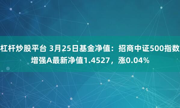 杠杆炒股平台 3月25日基金净值：招商中证500指数增强A最新净值1.4527，涨0.04%