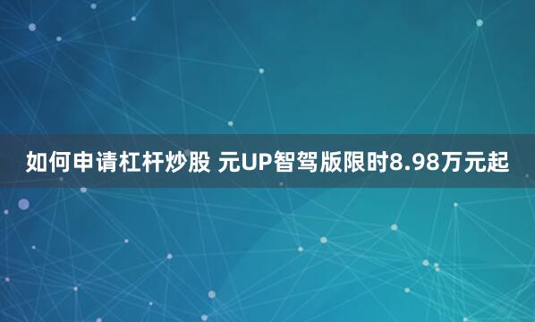 如何申请杠杆炒股 元UP智驾版限时8.98万元起