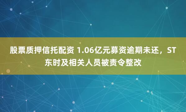 股票质押信托配资 1.06亿元募资逾期未还，ST东时及相关人员被责令整改